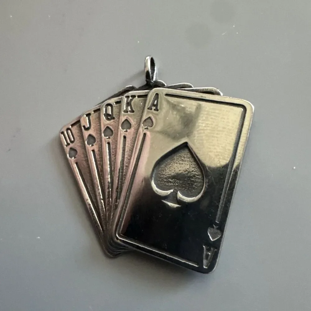 Deck Of Cards Stainless Steel Pendant 24” Chain Poker Blackjack Casino Gambling